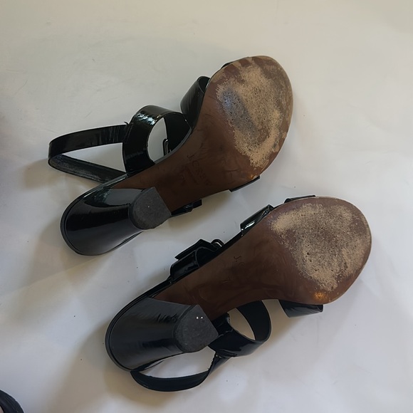 J Crew Black Patent Leather Block Heels Sandals. - Picture 4 of 5
